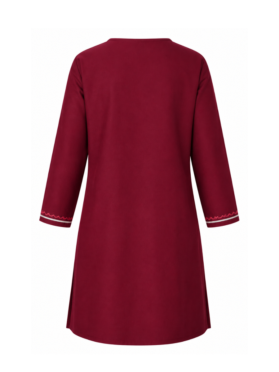 Noor : Aari embroidery summer kurti | Dark Red